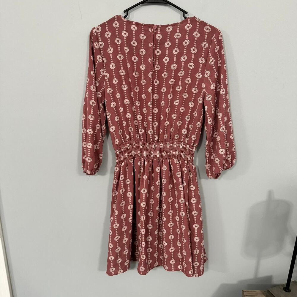 Charming Charlie Pink Long Sleeve Dress Size Medium All Over Print - Picture 2 of 10